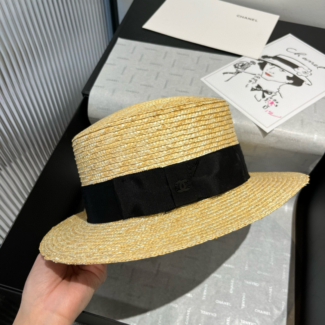 NO:230555,Chanel Chanel official top hat, made of wheat straw, head circumference 57cm hat, straw hat, fisherman hat, baseball hat, hat, chanel, chanel, espadrilles, hats19860909Chanel香奈儿官方款平顶小礼帽,麦杆草制作,头围57cm帽子草帽渔夫帽棒球帽,帽子,chanel,chanel,espadrilles,hats,hat