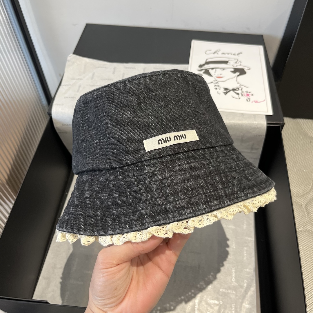 P

miumiu缪缪新款牛仔渔夫帽，头围57cm