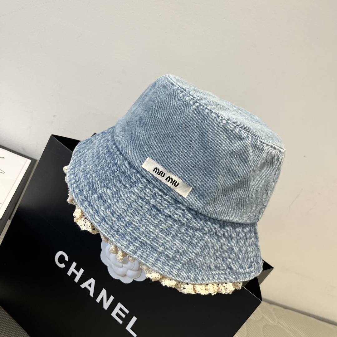 P

miumiu缪缪新款牛仔渔夫帽，头围57cm