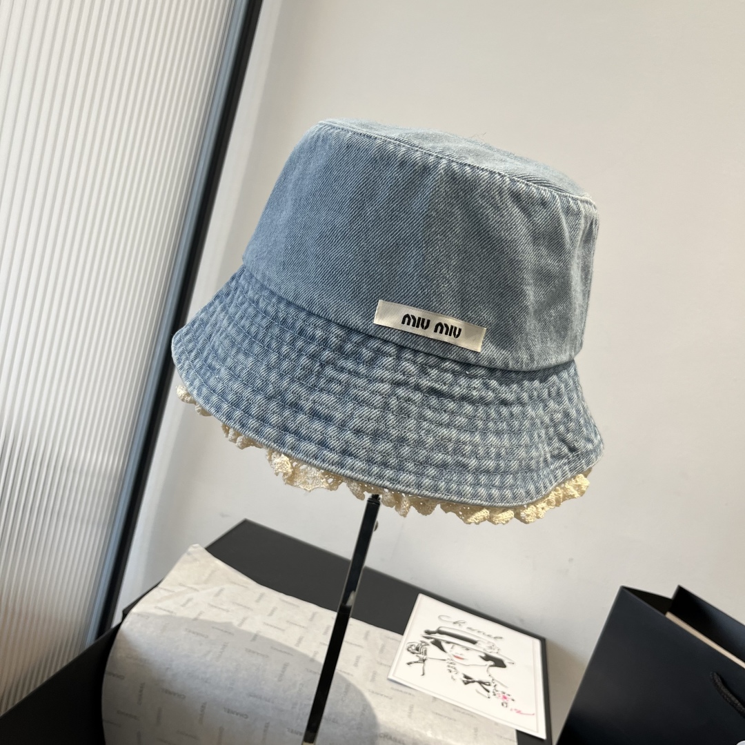 P

miumiu缪缪新款牛仔渔夫帽，头围57cm