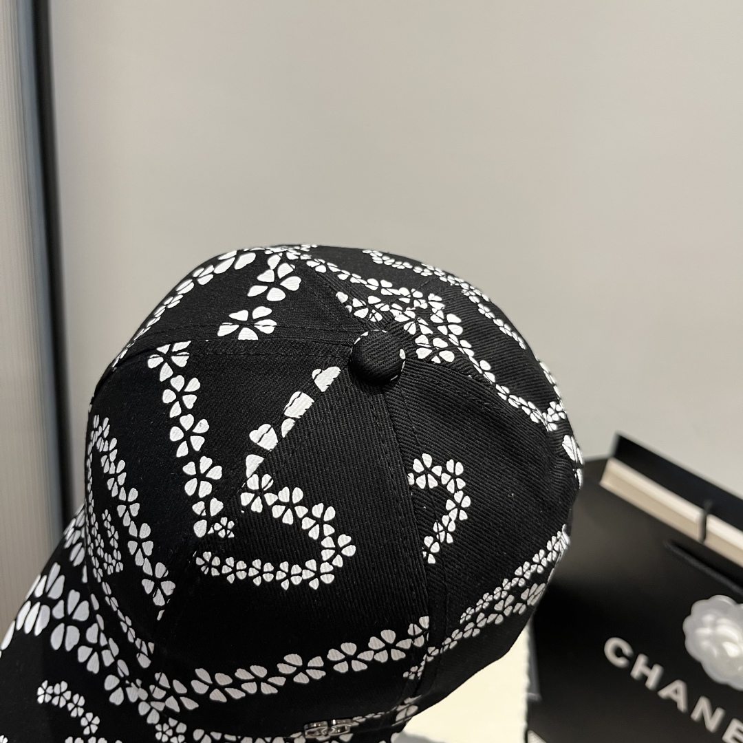Chanel Baseball Cap - Black and White Floral Pattern,Head Circumference 57cm 4 cmp i1750272779844 436 0 2