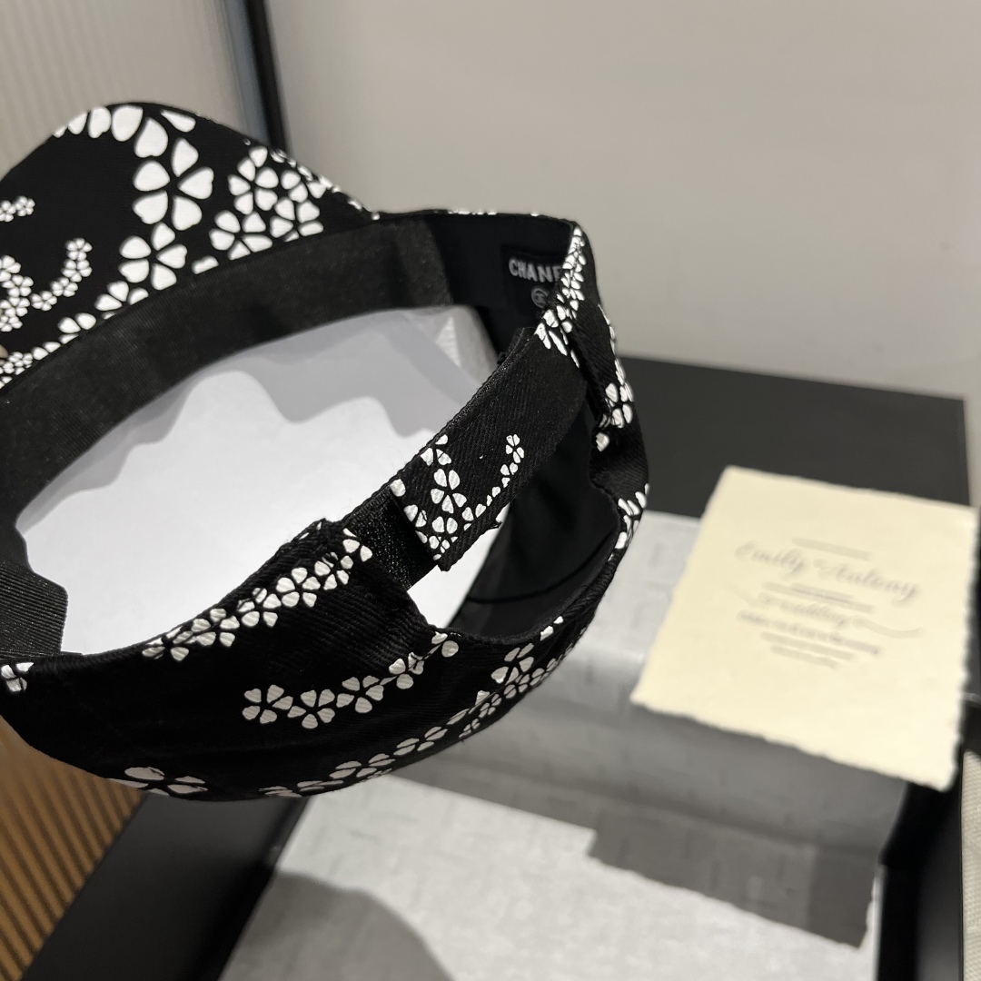 Chanel Baseball Cap - Black and White Floral Pattern,Head Circumference 57cm 8 cmp i1750272785878 5897 0 6