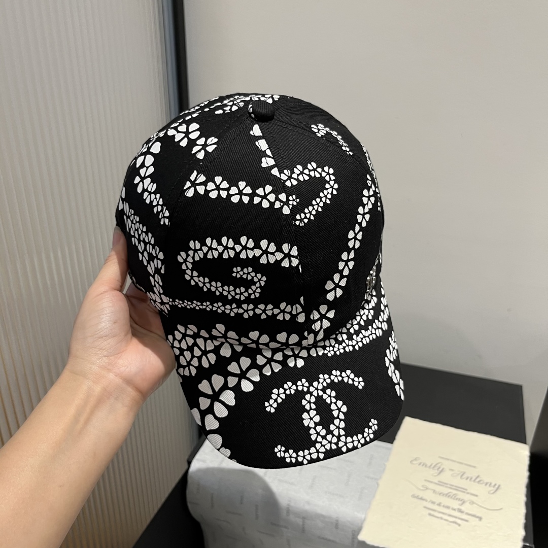 Chanel Baseball Cap - Black and White Floral Pattern,Head Circumference 57cm 7 cmp i1750272785895 6224 0 5