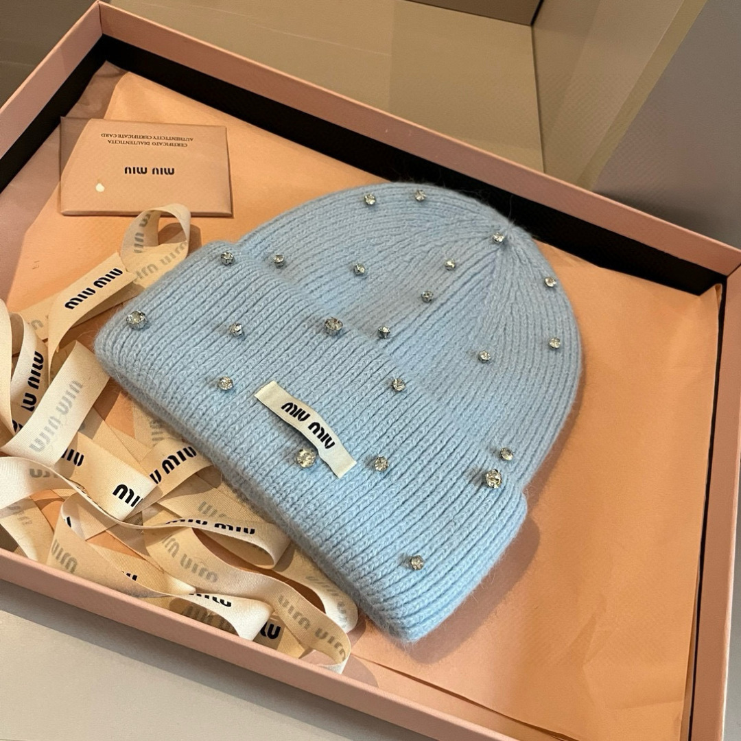 🆕

缪缪miumiu秋冬新款针织羊毛帽，糖果色针织帽