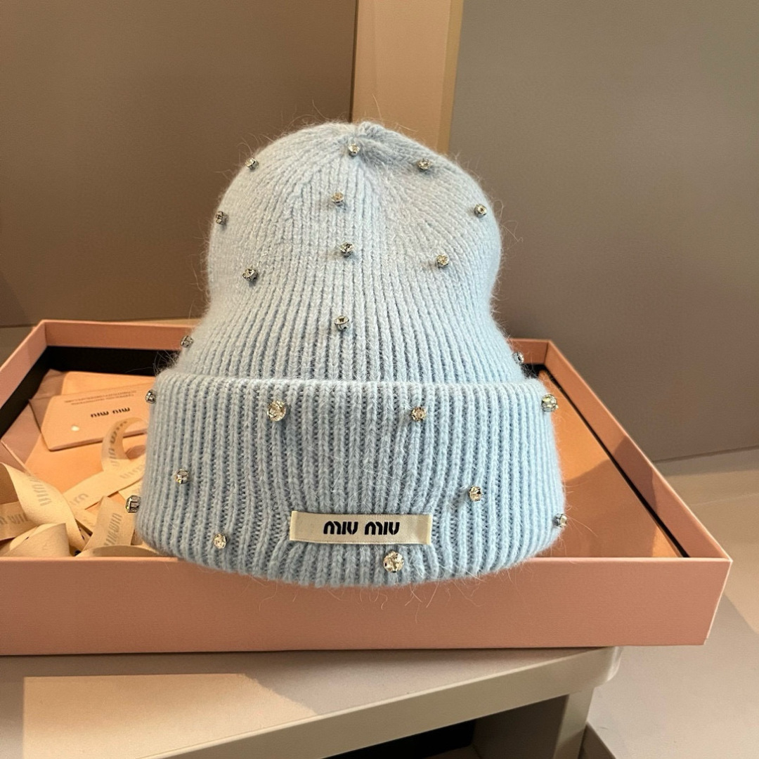 🆕

缪缪miumiu秋冬新款针织羊毛帽，糖果色针织帽