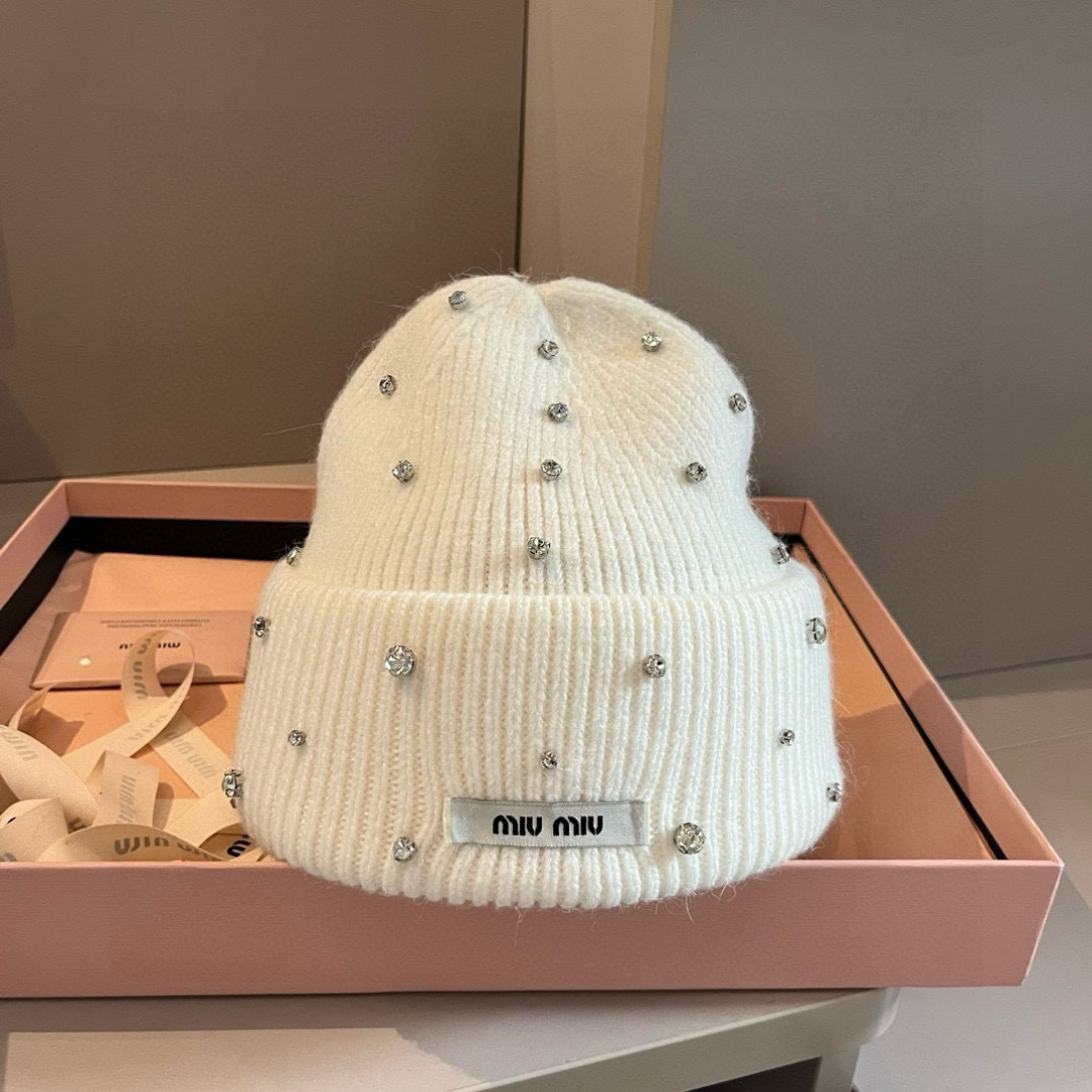 🆕

缪缪miumiu秋冬新款针织羊毛帽，糖果色针织帽