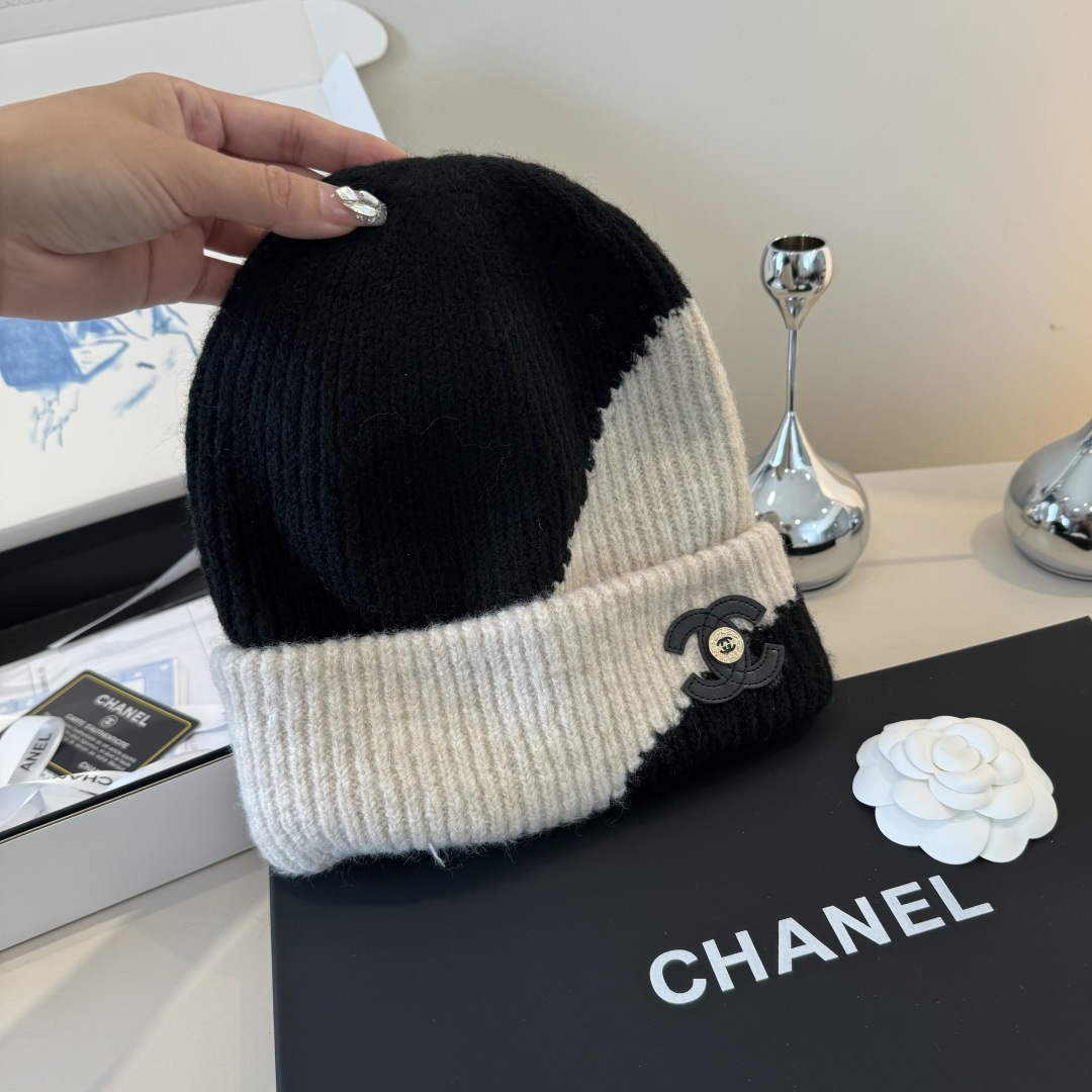 💕Chanel香奈儿新款羊毛帽 男女通用毛线帽，秋冬冷帽