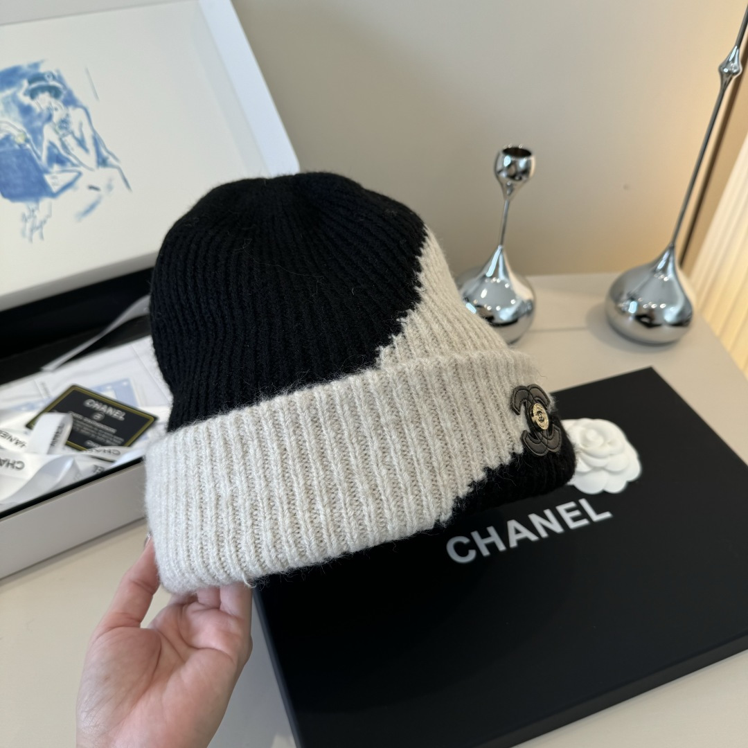 💕Chanel香奈儿新款羊毛帽 男女通用毛线帽，秋冬冷帽