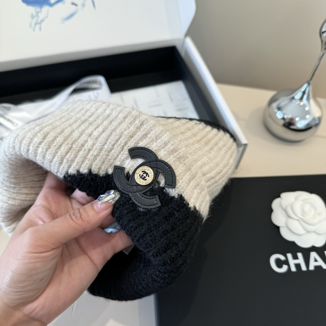 💕Chanel香奈儿新款羊毛帽 男女通用毛线帽，秋冬冷帽