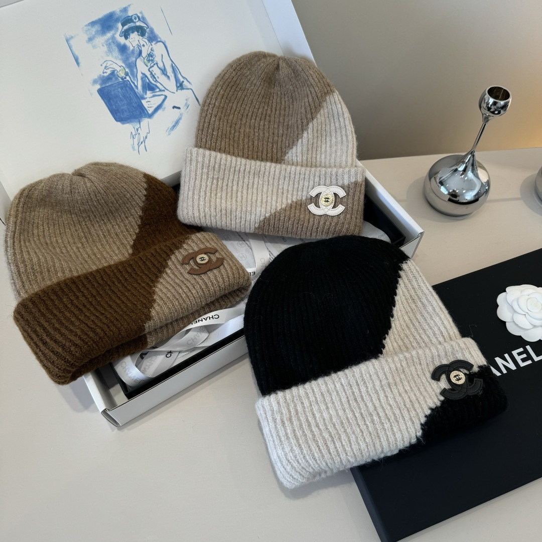💕Chanel香奈儿新款羊毛帽 男女通用毛线帽，秋冬冷帽