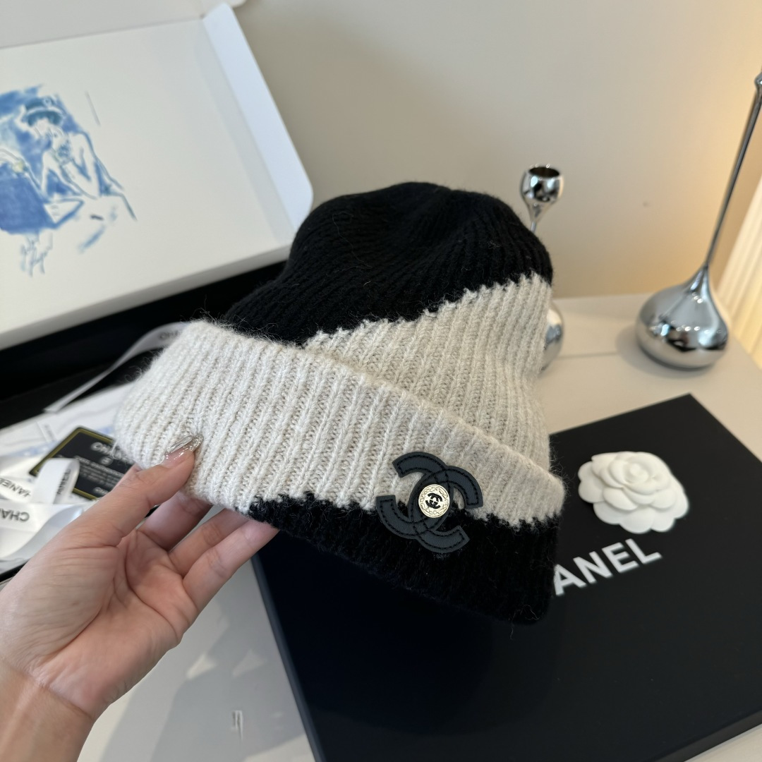 💕Chanel香奈儿新款羊毛帽 男女通用毛线帽，秋冬冷帽