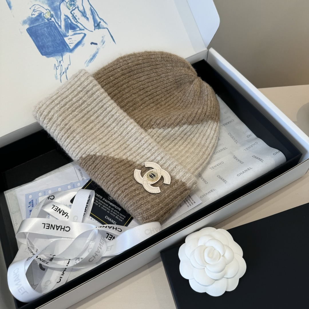 💕Chanel香奈儿新款羊毛帽 男女通用毛线帽，秋冬冷帽