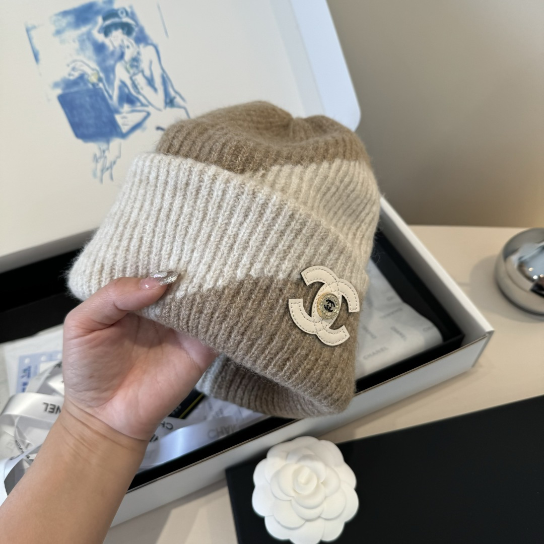 💕Chanel香奈儿新款羊毛帽 男女通用毛线帽，秋冬冷帽