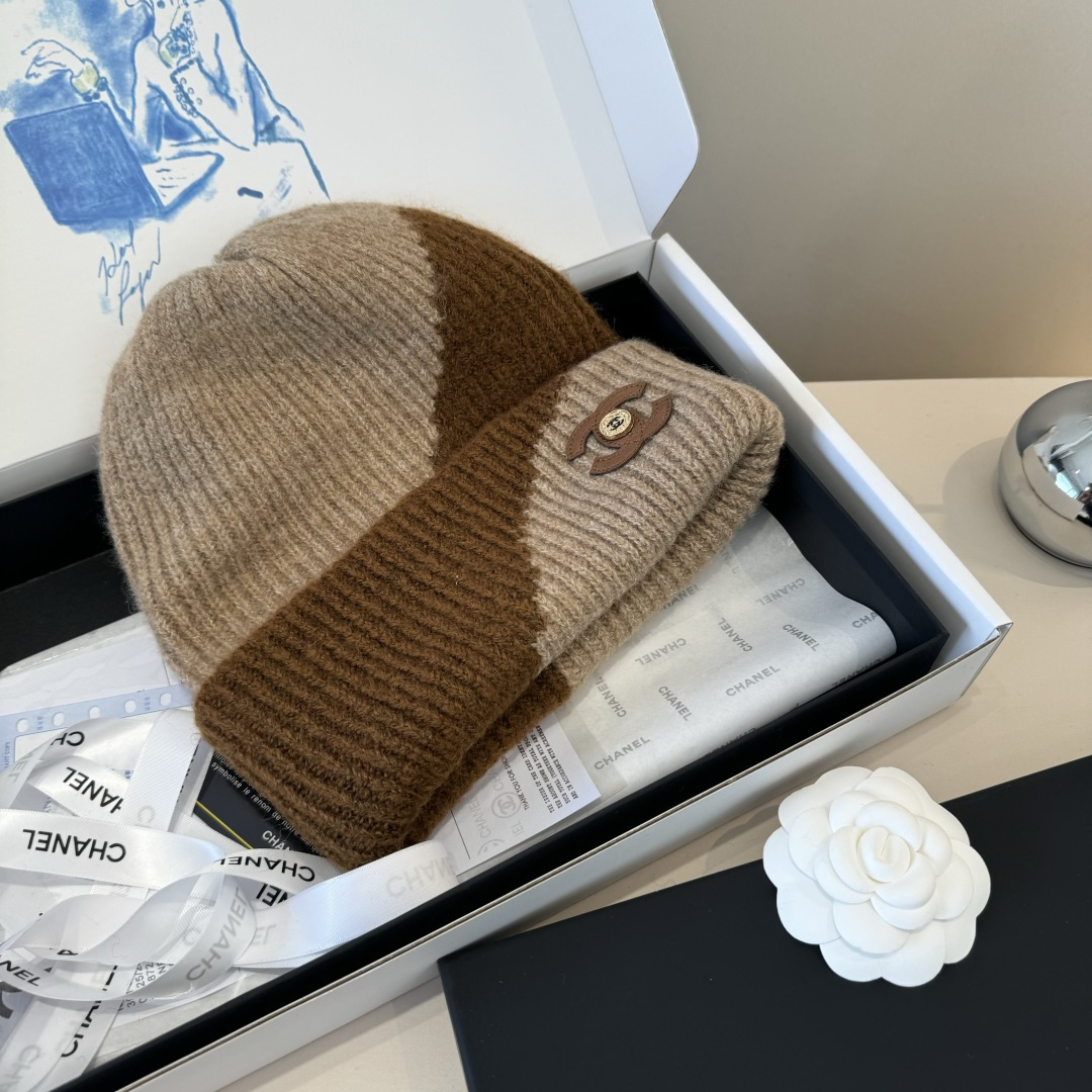 💕Chanel香奈儿新款羊毛帽 男女通用毛线帽，秋冬冷帽