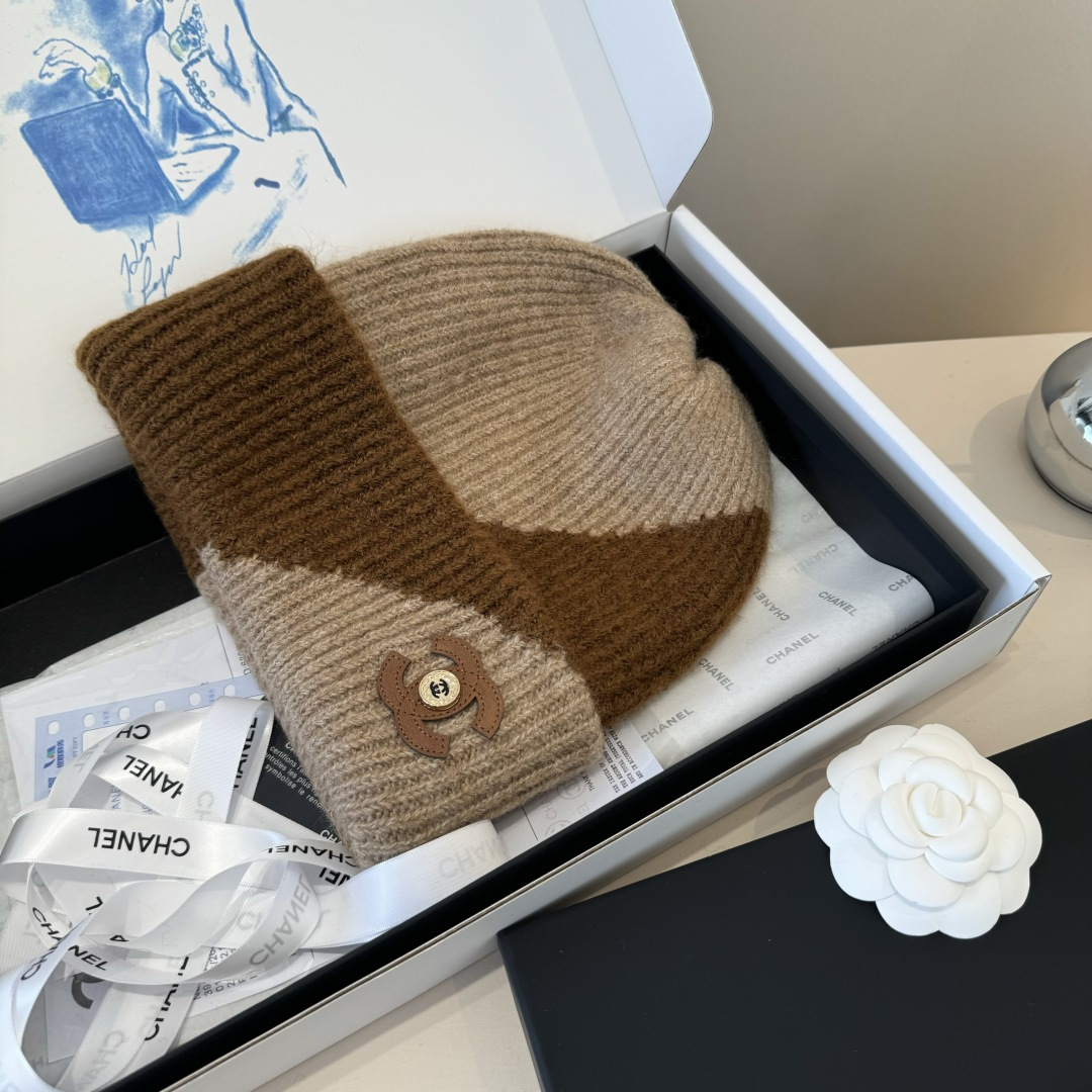💕Chanel香奈儿新款羊毛帽 男女通用毛线帽，秋冬冷帽
