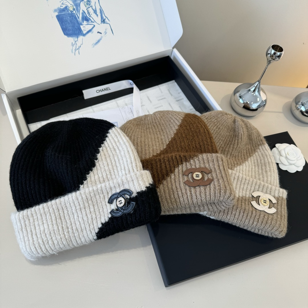 💕Chanel香奈儿新款羊毛帽 男女通用毛线帽，秋冬冷帽