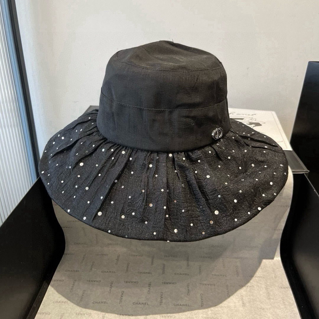 💕Dior迪奥新款遮阳渔夫帽，荷叶边遮阳帽，名媛风，头围57cm