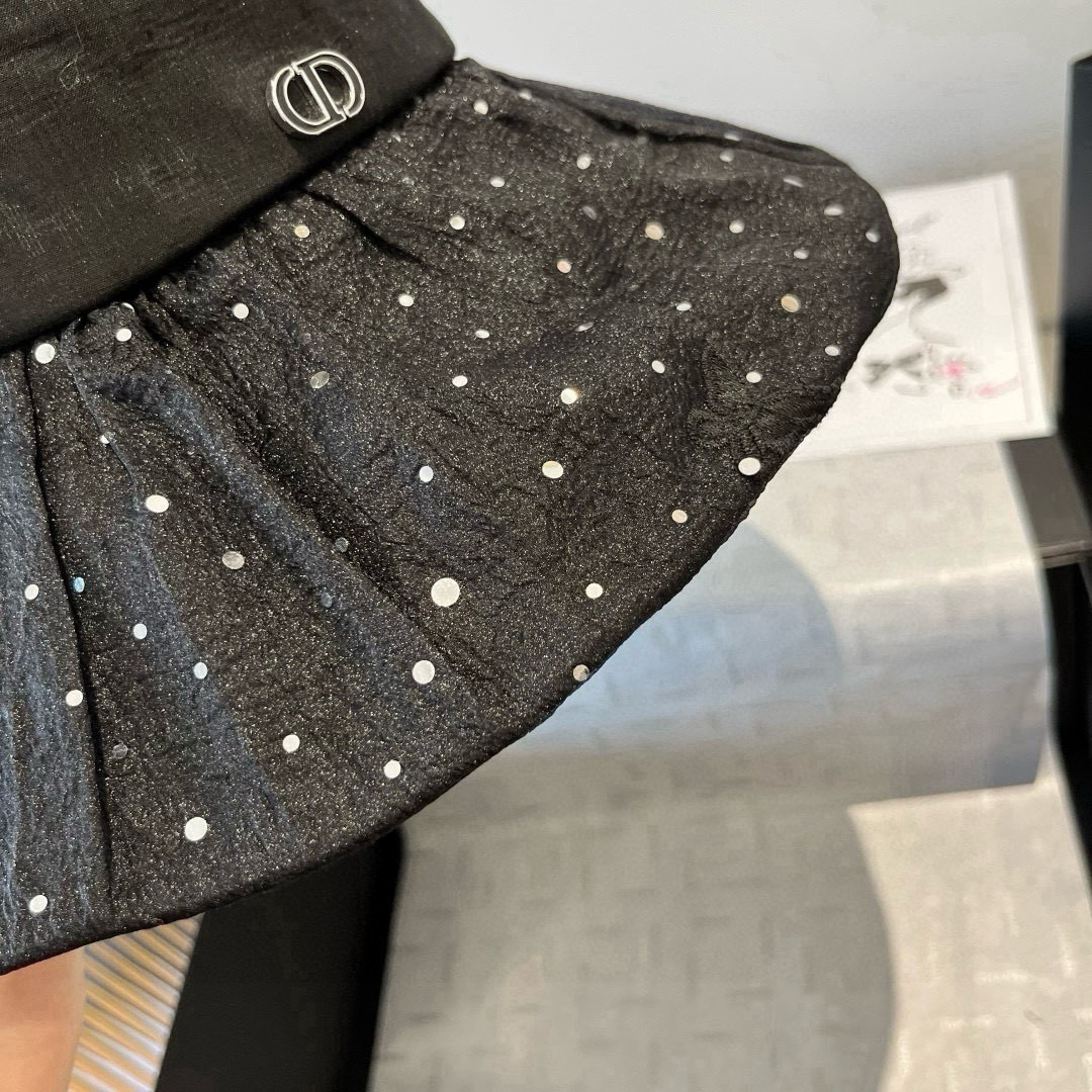 💕Dior迪奥新款遮阳渔夫帽，荷叶边遮阳帽，名媛风，头围57cm