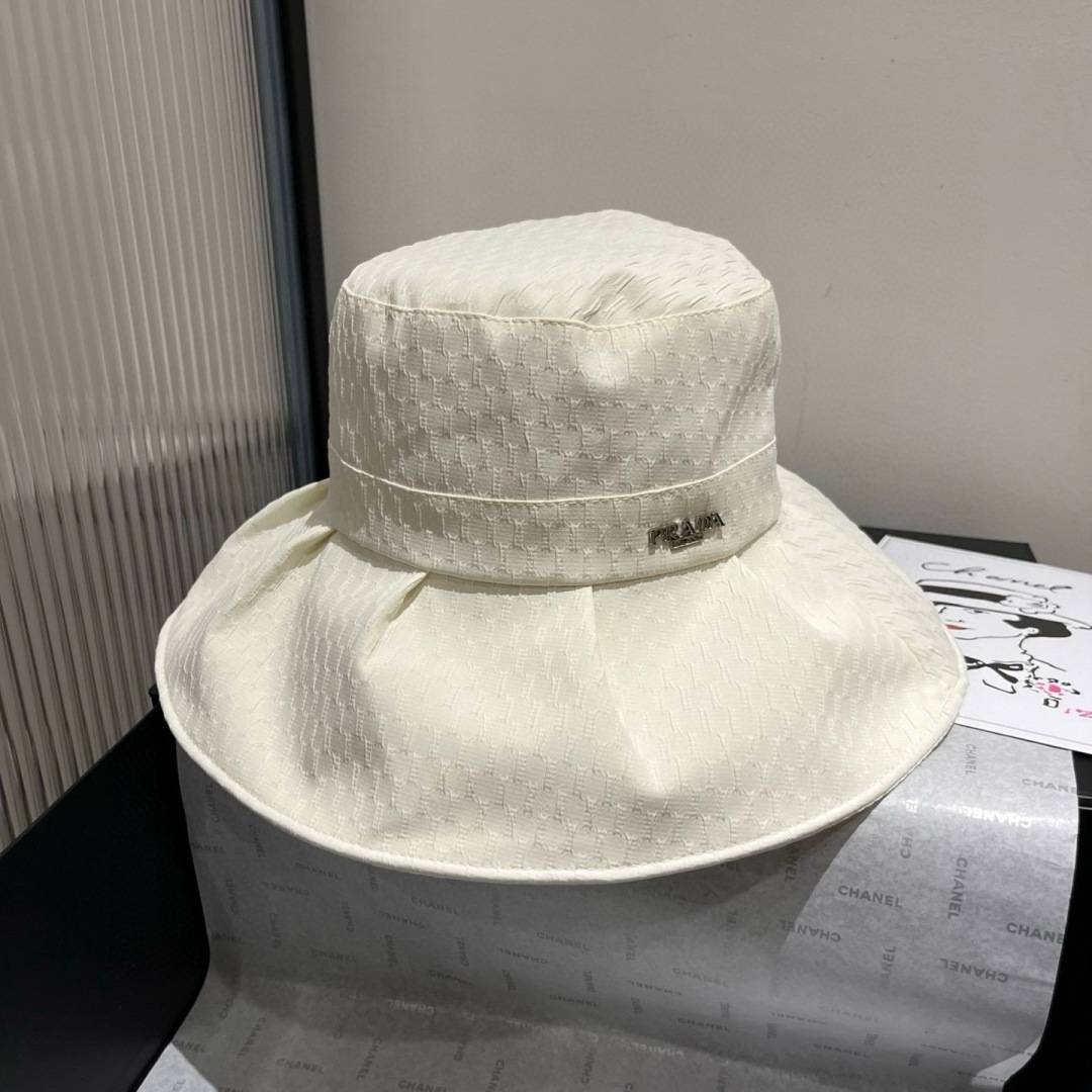 💕PRADA普拉达新款遮阳渔夫帽、防紫外线布帽，可折叠头围57cm