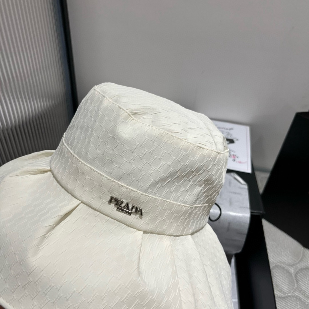 💕PRADA普拉达新款遮阳渔夫帽、防紫外线布帽，可折叠头围57cm