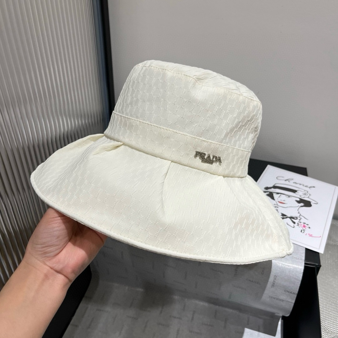 💕PRADA普拉达新款遮阳渔夫帽、防紫外线布帽，可折叠头围57cm