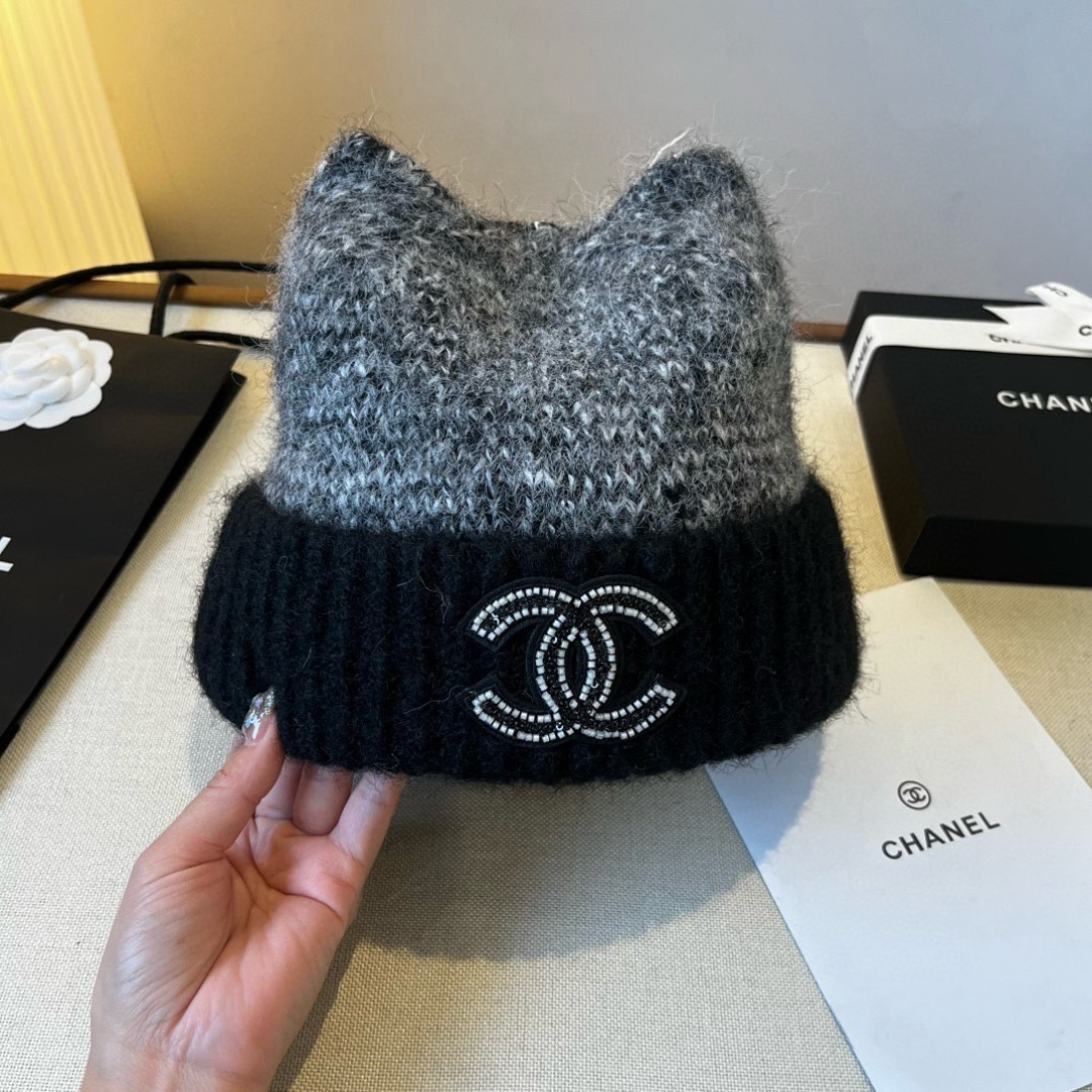 NO:365361,Chanel Chanel autumn and winter new cat ear wool hat, 100% wool fabric hat, fisherman hat baseball hat knit hat, hat, chanel, chanel, espadrilles, hatsChanel香奈儿秋冬款新款猫耳朵毛线帽, 百分百羊毛面料帽子渔夫帽棒球帽针织帽,帽子,chanel,chanel,espadrilles,hats,hat