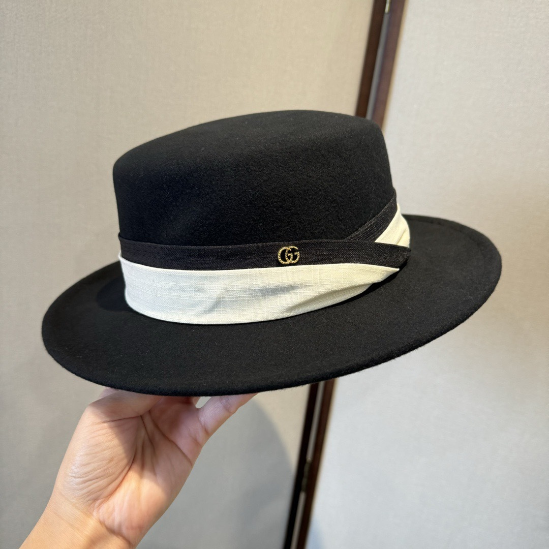 ¥ Gucci古奇新款羊毛礼帽,平顶礼帽,百分百羊毛面料🦙%,头围57cm