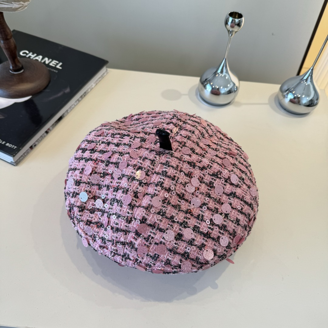 💕Chanel香奈儿贝雷帽，闪片贝雷帽，春秋新款，头围57cm