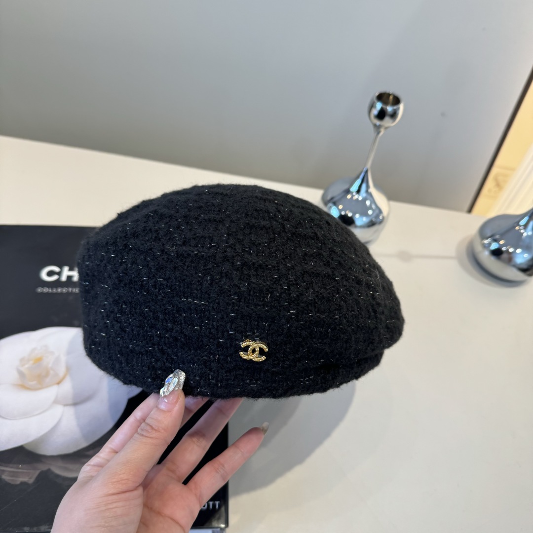 💕Chanel香奈儿羊毛贝雷帽，小香风贝雷帽，头围57cm