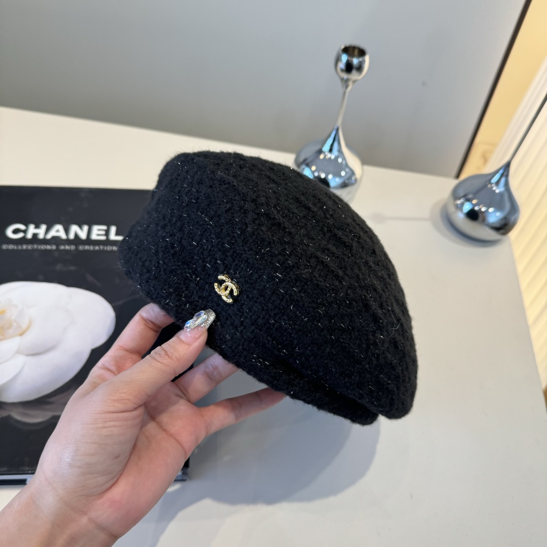 💕Chanel香奈儿羊毛贝雷帽，小香风贝雷帽，头围57cm