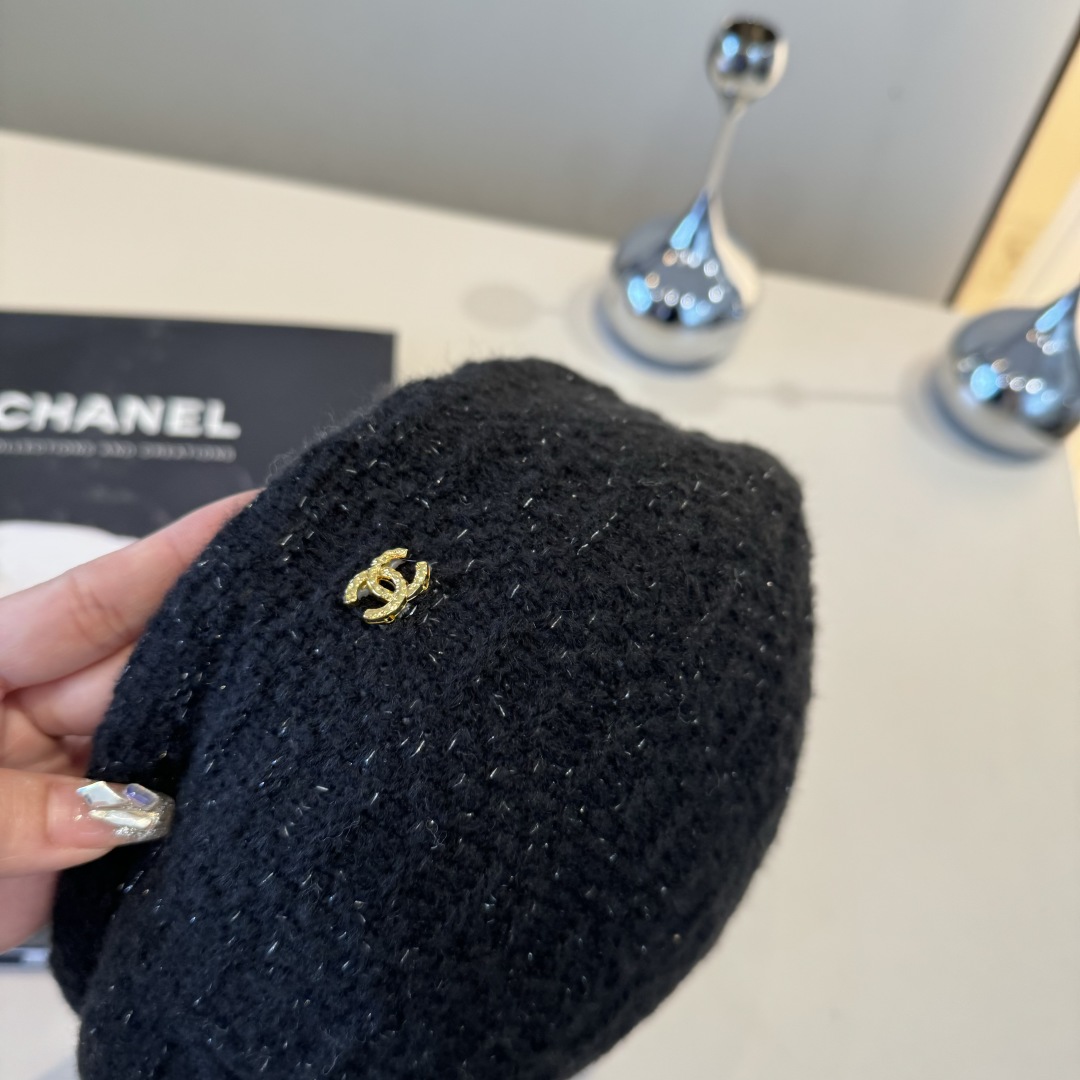 💕Chanel香奈儿羊毛贝雷帽，小香风贝雷帽，头围57cm