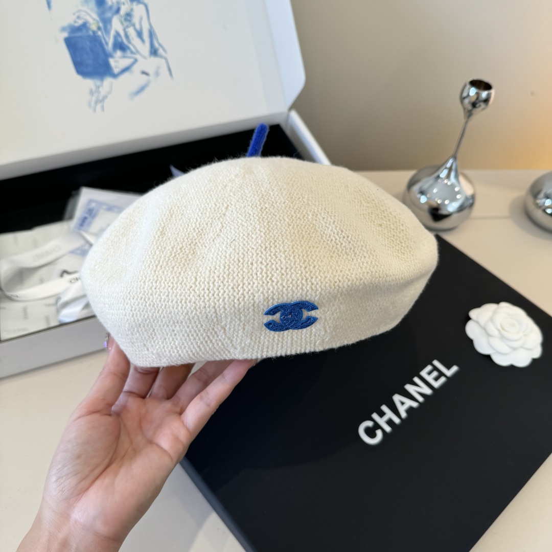 💕Chanel香奈儿羊毛贝雷帽 ，百分百羊毛面料，