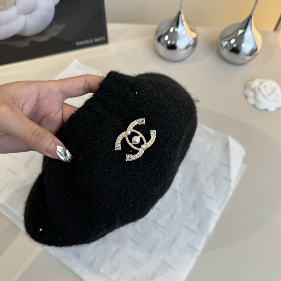 💕Chanel香奈儿羊毛贝雷帽，针织贝雷帽、百搭款