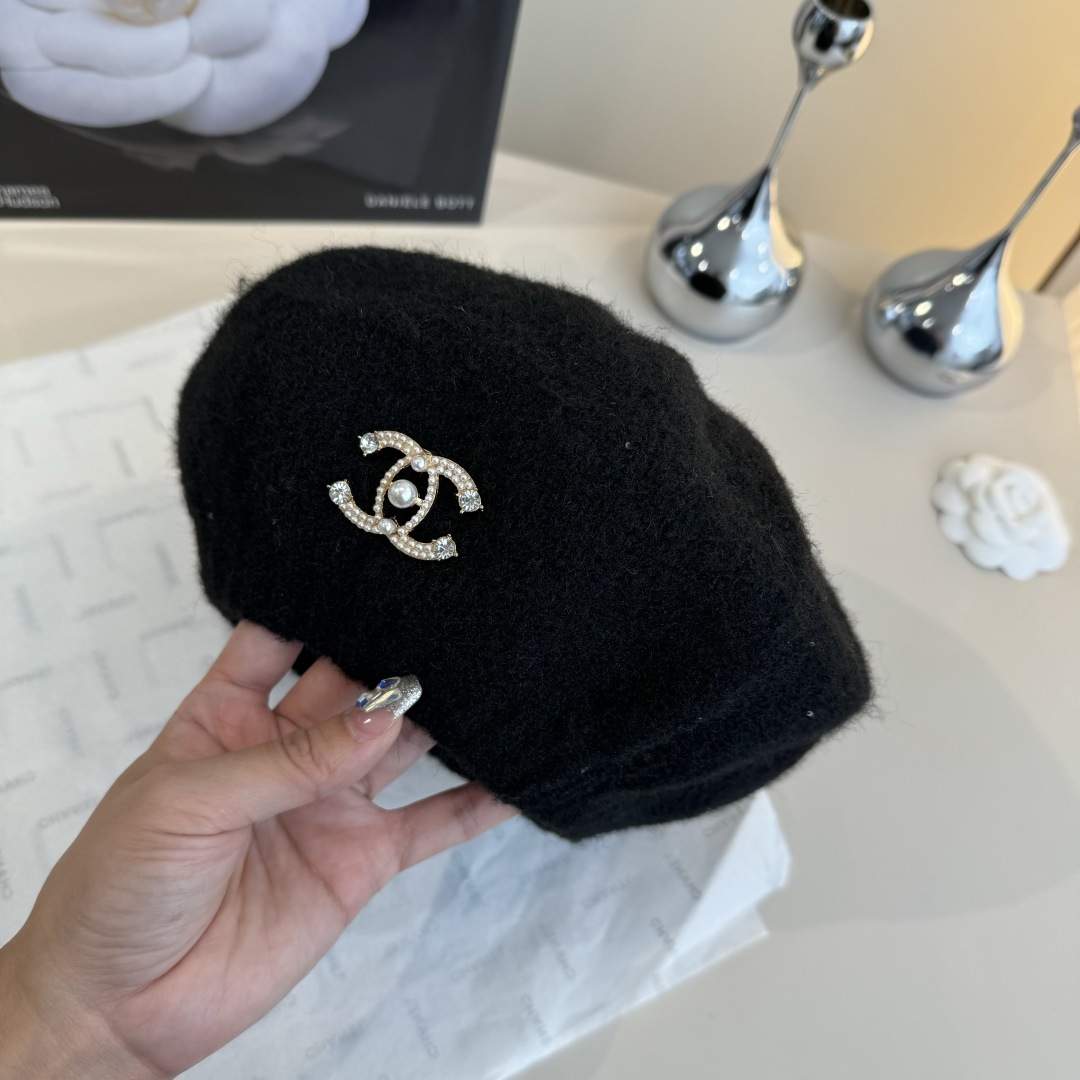 💕Chanel香奈儿羊毛贝雷帽，针织贝雷帽、百搭款