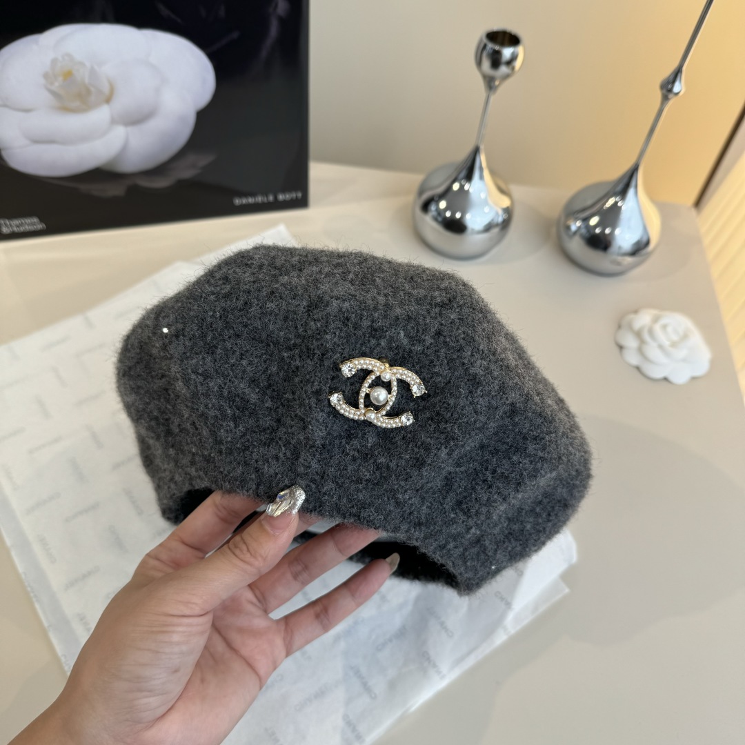 💕Chanel香奈儿羊毛贝雷帽，针织贝雷帽、百搭款