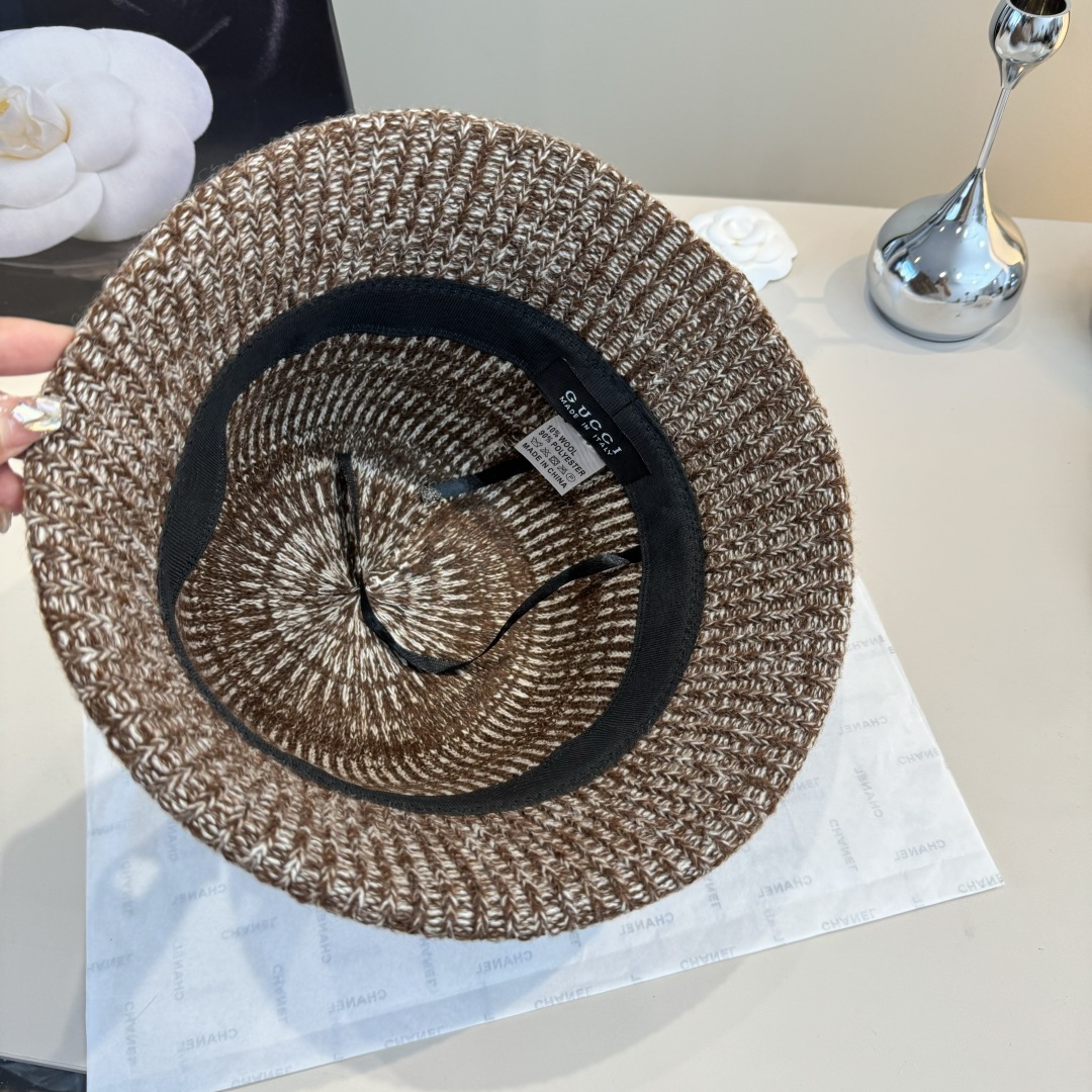 💕Gucci古奇新款毛毛混色渔夫帽，秋冬必备，百搭款，头围57cm