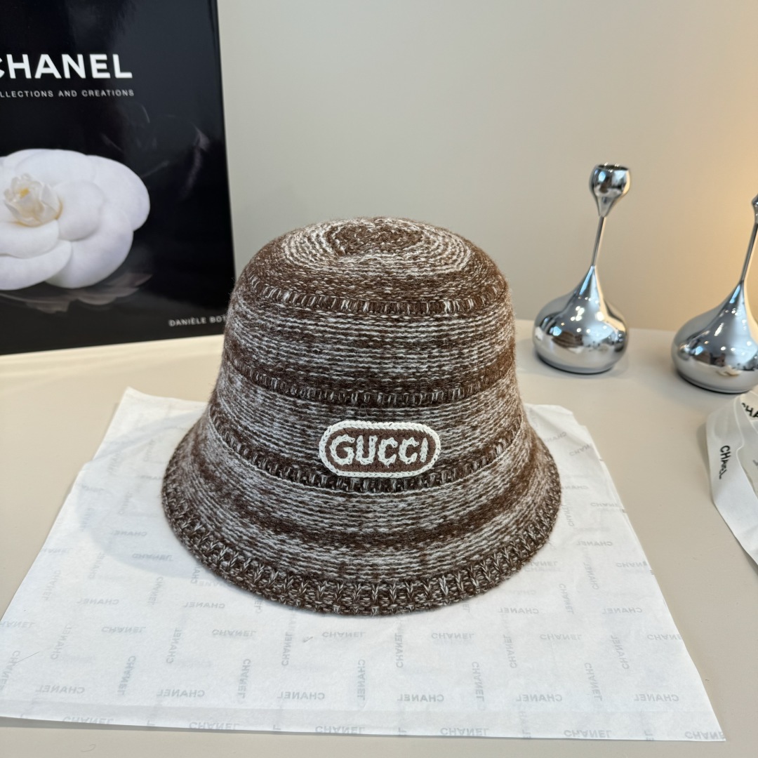 💕Gucci古奇新款毛毛混色渔夫帽，秋冬必备，百搭款，头围57cm