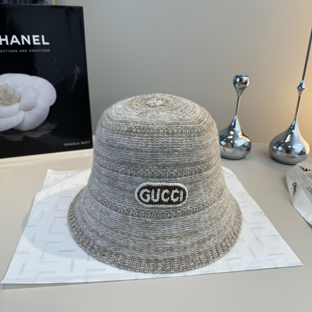 💕Gucci古奇新款毛毛混色渔夫帽，秋冬必备，百搭款，头围57cm