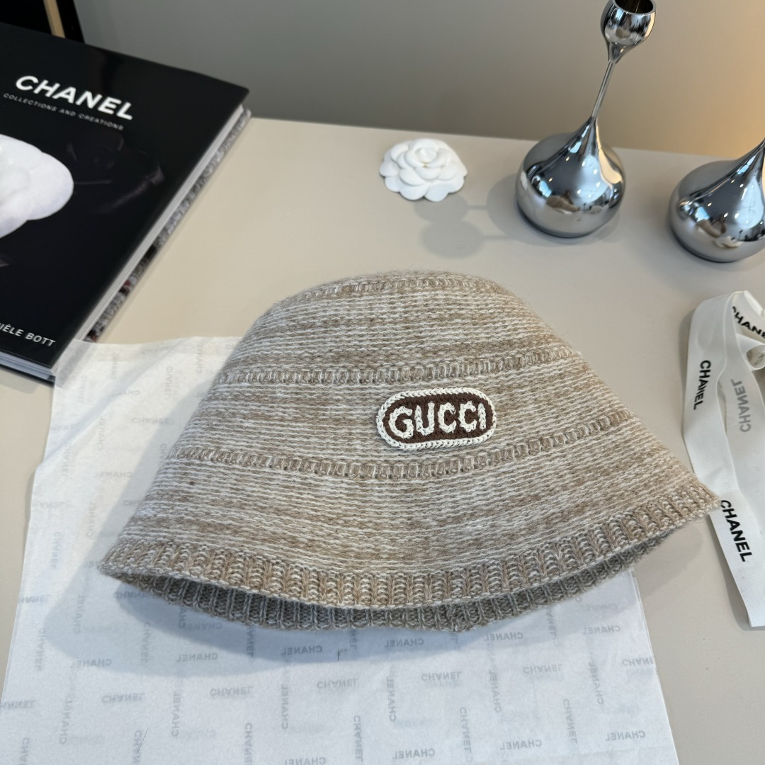 💕Gucci古奇新款毛毛混色渔夫帽，秋冬必备，百搭款，头围57cm