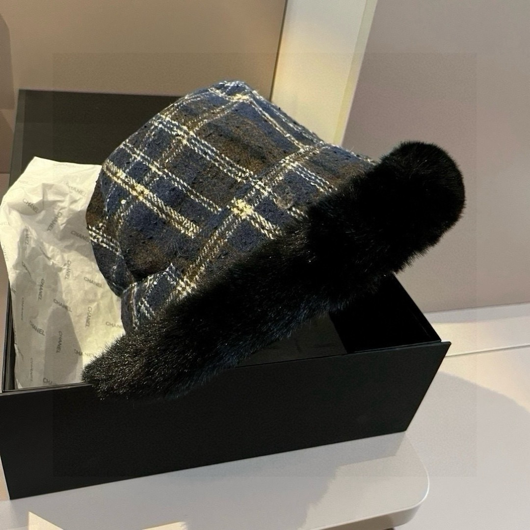 💕Chanel香奈儿加绒冷帽，渔夫帽 头围57cm