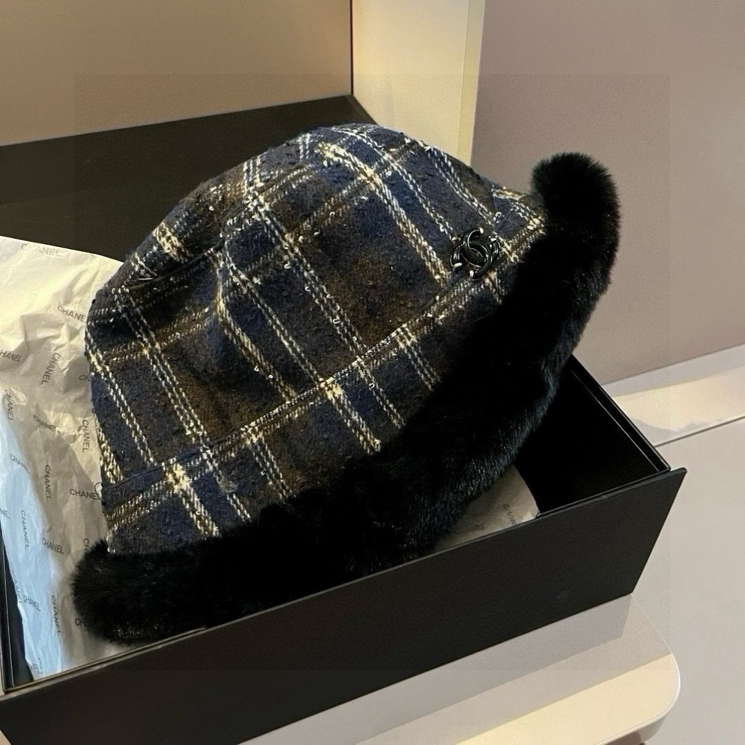 💕Chanel香奈儿加绒冷帽，渔夫帽 头围57cm