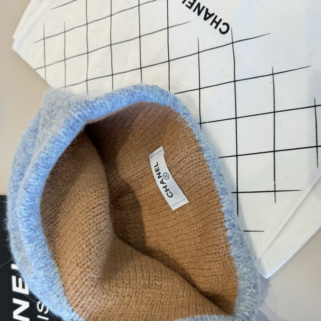 💕Chanel香奈儿羊毛毛线帽，百分百羊毛🦙面料，头围57cm