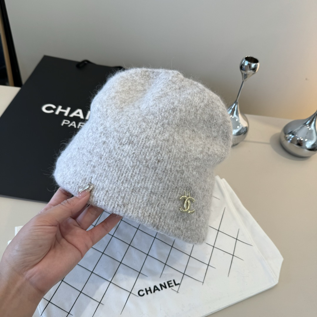 💕Chanel香奈儿羊毛毛线帽，百分百羊毛🦙面料，头围57cm