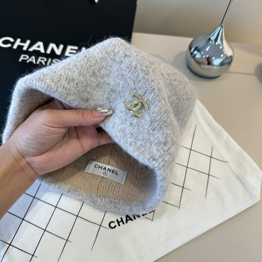 💕Chanel香奈儿羊毛毛线帽，百分百羊毛🦙面料，头围57cm