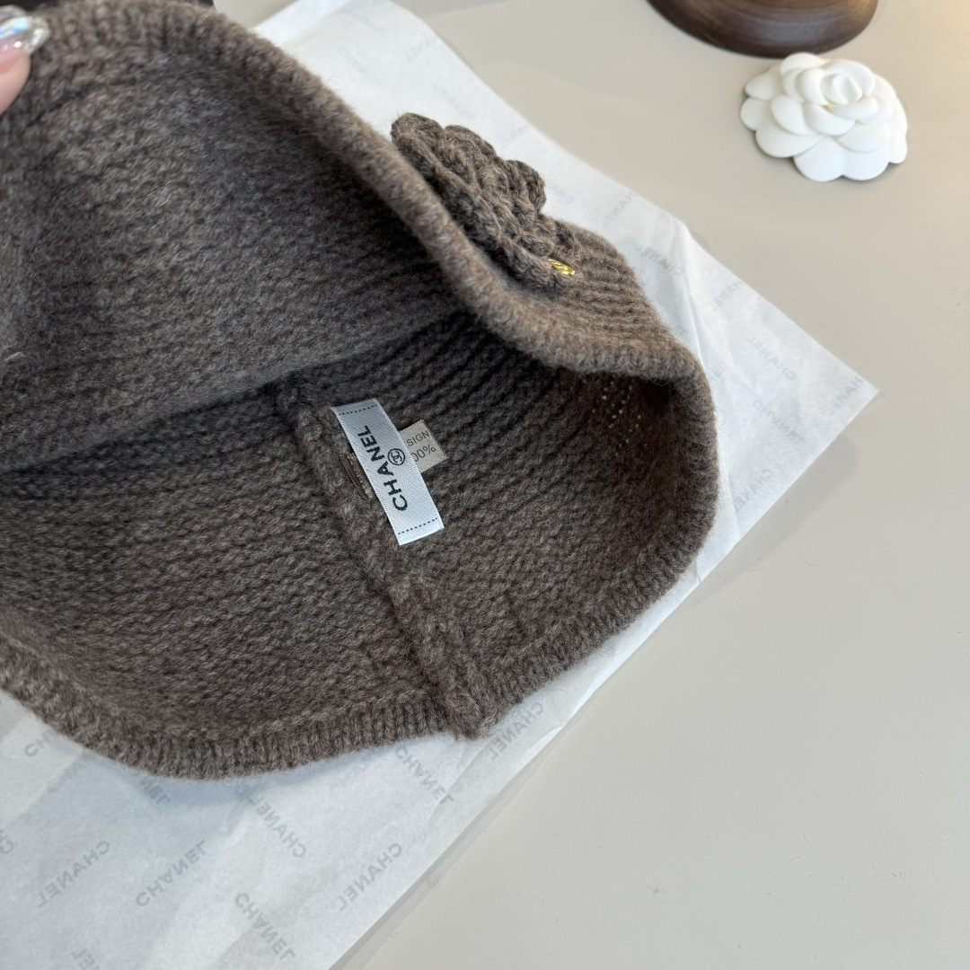 💕Chanel香奈儿新款山茶花针织毛线帽