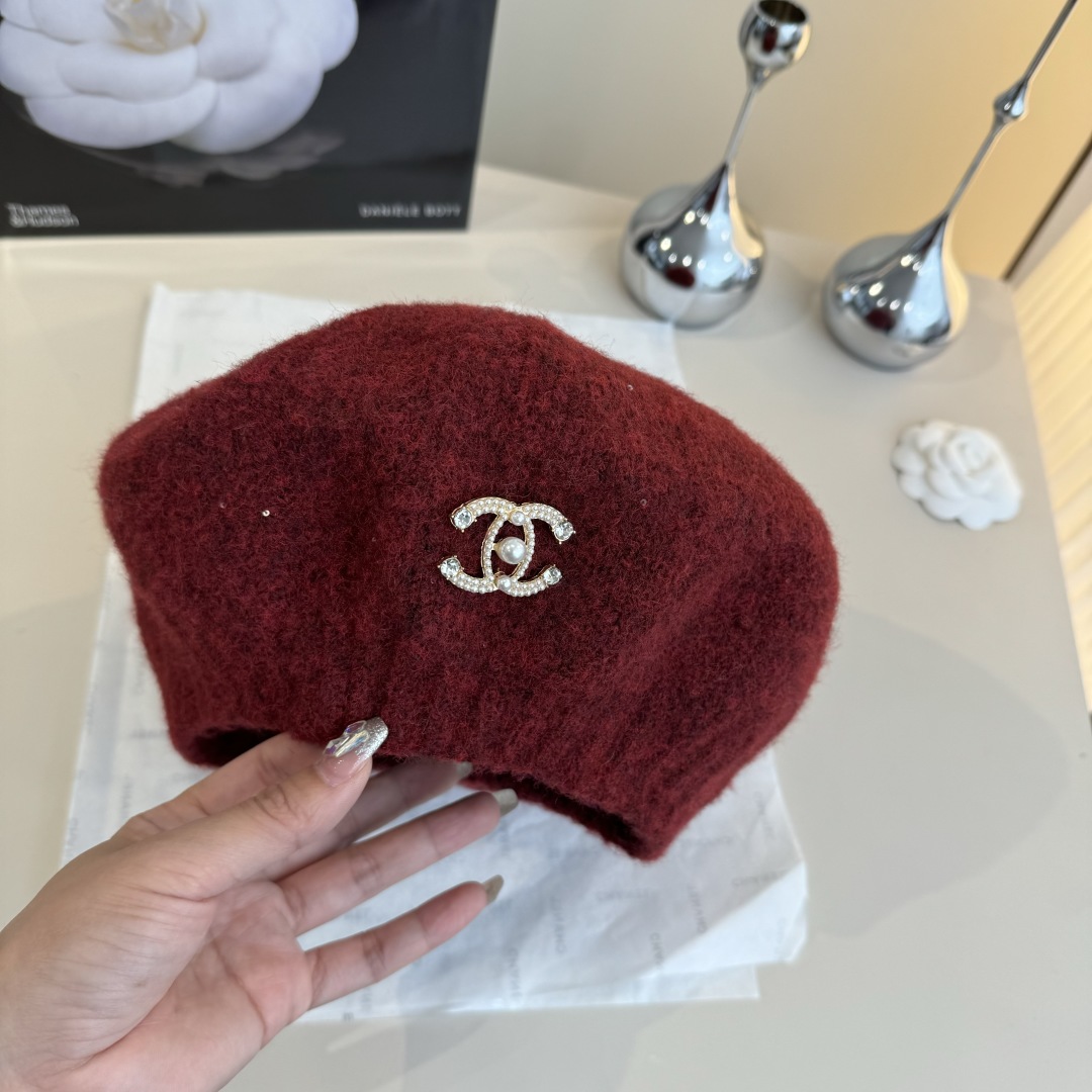 💕Chanel香奈儿羊毛贝雷帽，针织贝雷帽、百搭款