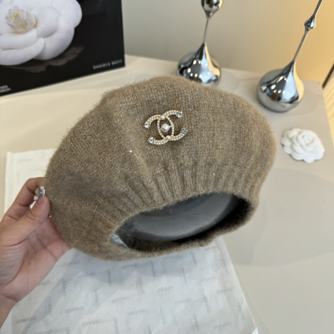 💕Chanel香奈儿羊毛贝雷帽，针织贝雷帽、百搭款