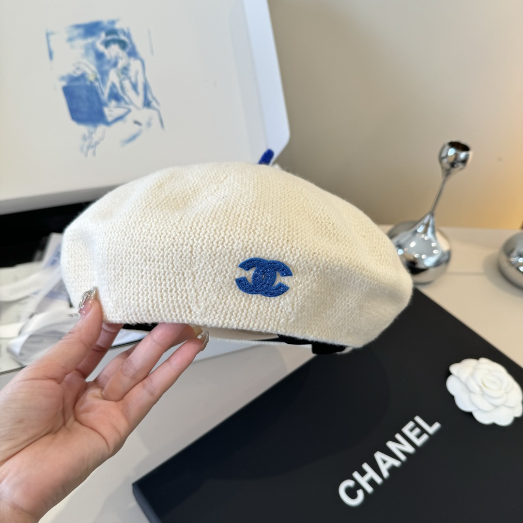 💕Chanel香奈儿羊毛贝雷帽 ，百分百羊毛面料，