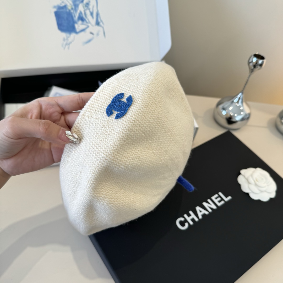 💕Chanel香奈儿羊毛贝雷帽 ，百分百羊毛面料，