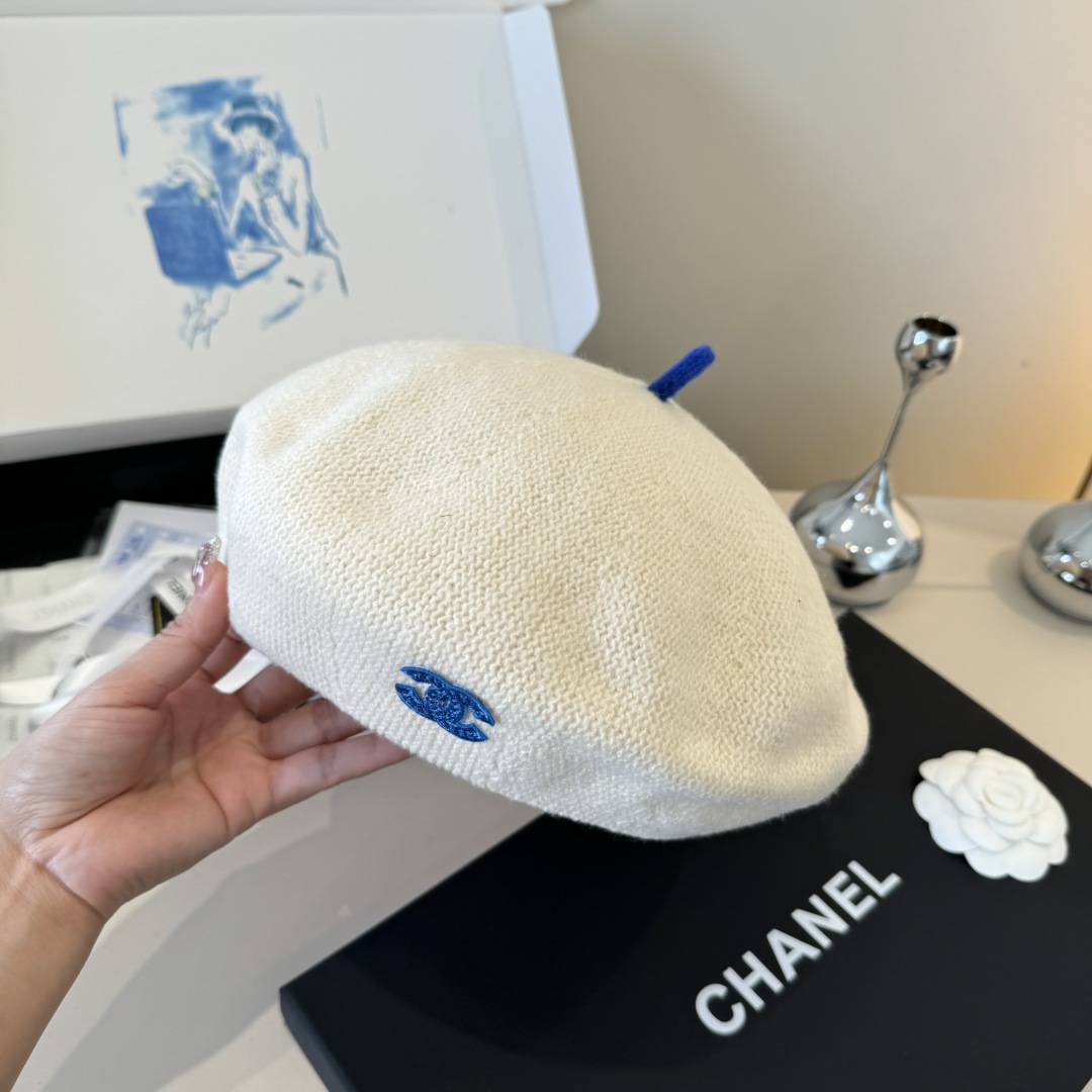 💕Chanel香奈儿羊毛贝雷帽 ，百分百羊毛面料，